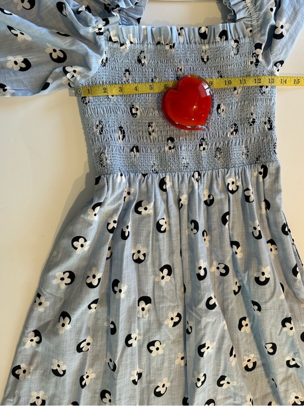 Kate Spade Light Blue Floral Dot Smocked Midi Dress Womens Sz Med Resort Party - Picture 4 of 8